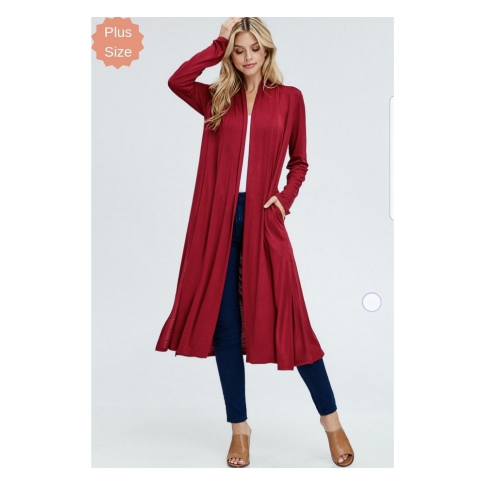 - Long duster/cardigan Burgundy